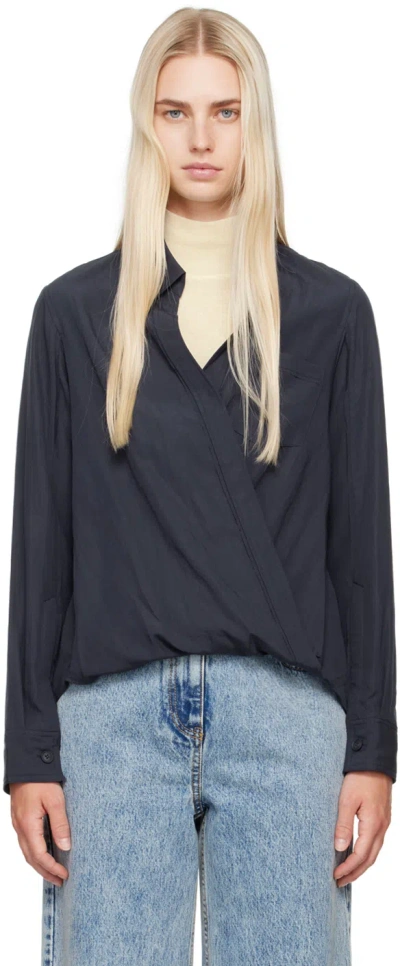 3.1 PHILLIP LIM NAVY CROSSOVER SHIRT
