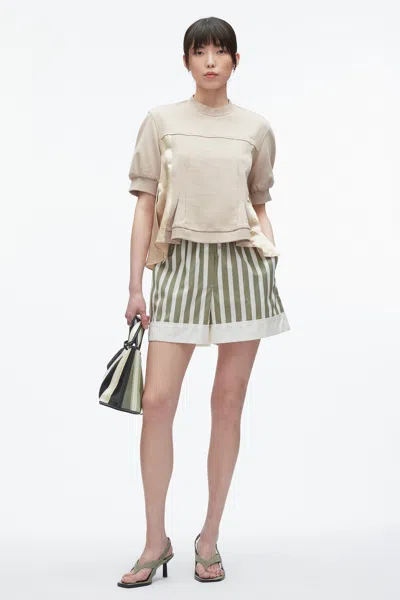 3.1 PHILLIP LIM SATIN FLOUNCE COMBO TERRY TOP