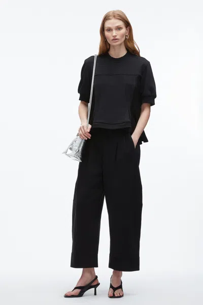 3.1 PHILLIP LIM SATIN FLOUNCE COMBO TERRY TOP