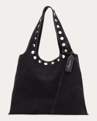 3.1 PHILLIP LIM WOMEN'S MARKET STUD-EMBELLISHED WASHED DENIM TOTE