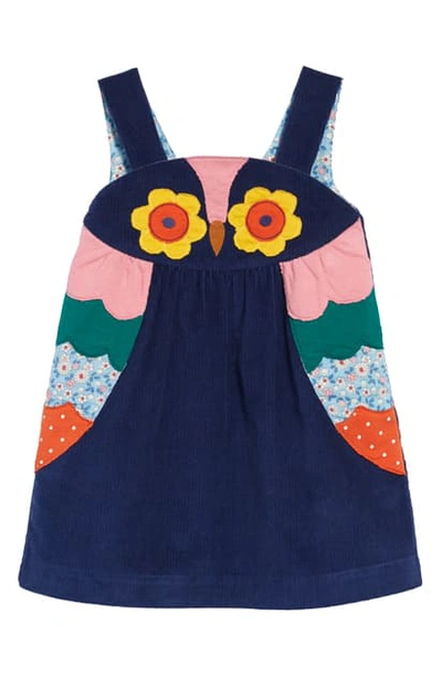 Mini Boden Kids' Pinafore Dress In Nav College Navy Owl