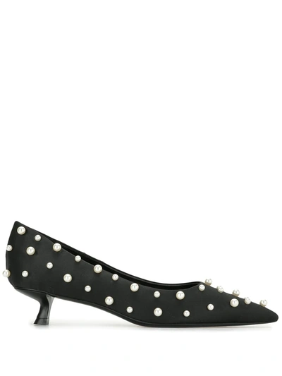 CULT GAIA PEARL-EMBELLISHED POINTED-TOE PUMPS