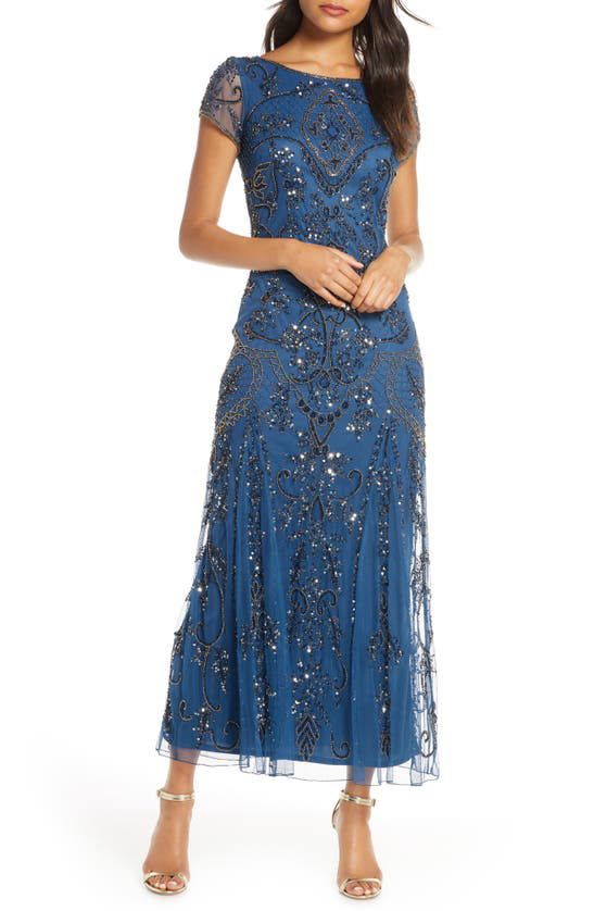 embellished mesh gown pisarro nights