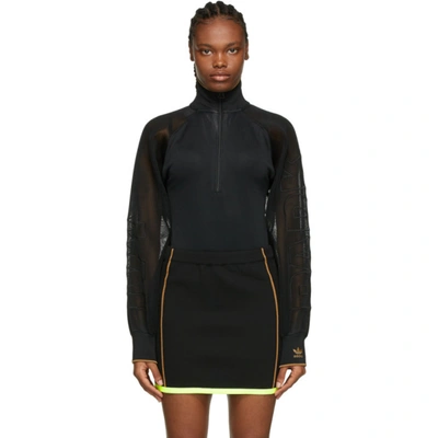 Adidas X Ivy Park Black & Brown Mesh Sleeve Bodysuit In