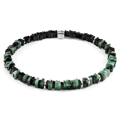 ANCHOR & CREW MEN'S GREEN EMERALD INNOT SILVER & STONE BRACELET
