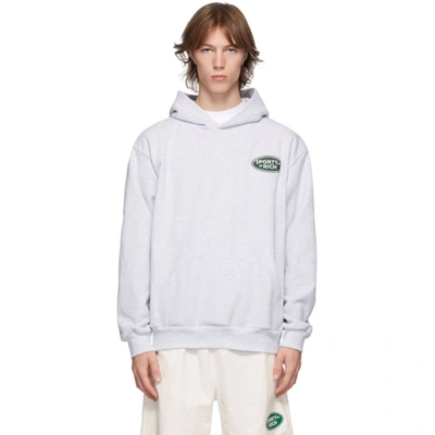SPORTY AND RICH GREY LAND ROVER EDITION LOGO PATCH HOODIE