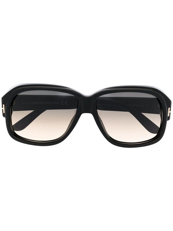 Shop Tom Ford Logo Plaque Sunglasses In 黑色