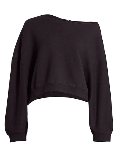 R13 WOMEN'S PATTI ASYMMETRIC PUFF-SLEEVE OFF-THE-SHOULDER SWEATSHIRT