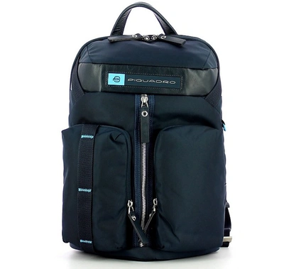 PIQUADRO MEN'S BAGS BLUE COMPUTER BACKPACK IN REGENERATED NYLON WITH PQ-BIOS