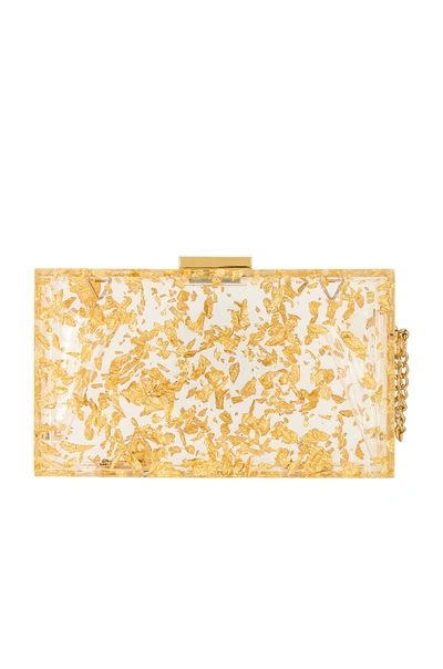 OLGA BERG CARMELLA METALLIC FOIL BOX CLUTCH