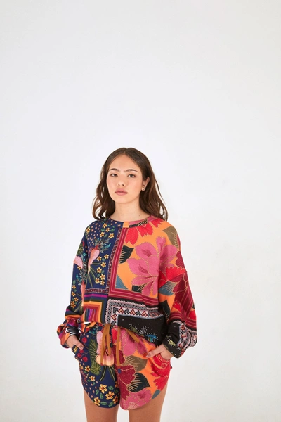 FARM RIO MIX SCARVES SWEATSHIRT