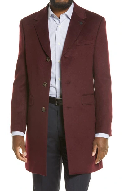 Shop Ted Baker Fjord Wool Cashmere Overcoat In Dark Red