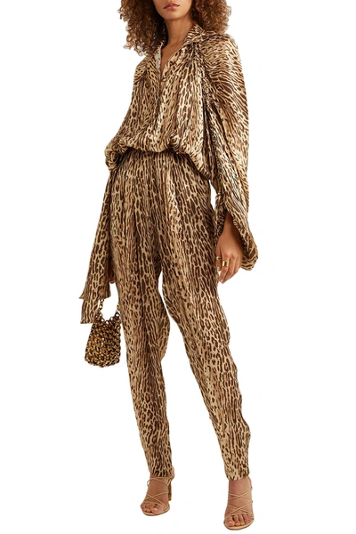 ZIMMERMANN ESPIONAGE TIE-NECK LEOPARD-PRINT SILK-SATIN JUMPSUIT