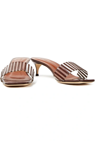 Shop By Far Mei Pvc And Leather Mules In Chocolate