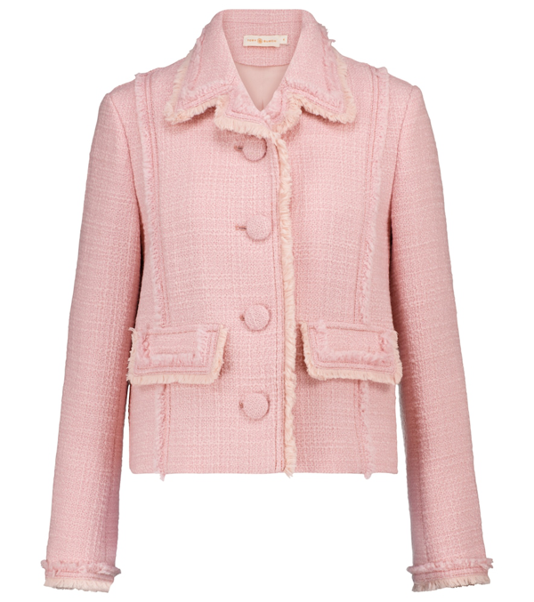 Shop Tory Burch Wool-blend Tweed Jacket In Pink