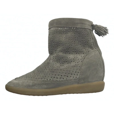 ISABEL MARANT BASLEY GREY SUEDE ANKLE BOOTS