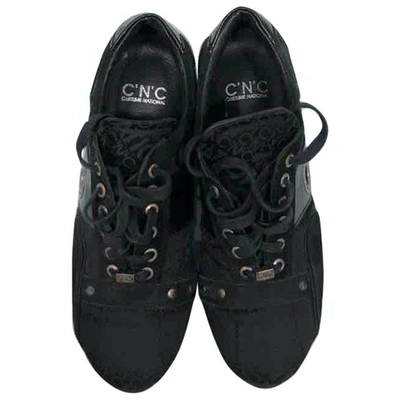 COSTUME NATIONAL BLACK LEATHER TRAINERS