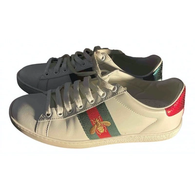 GUCCI ACE WHITE LEATHER TRAINERS