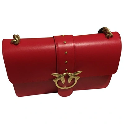 PINKO LOVE BAG RED LEATHER CLUTCH BAG