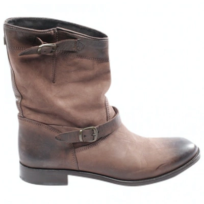 BELSTAFF BROWN LEATHER ANKLE BOOTS