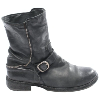 OFFICINE CREATIVE BLACK LEATHER ANKLE BOOTS
