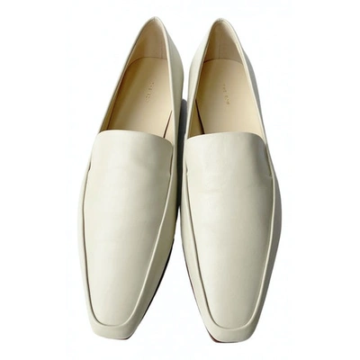 THE ROW WHITE LEATHER FLATS