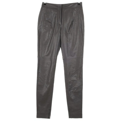 DOROTHEE SCHUMACHER BROWN LEATHER TROUSERS