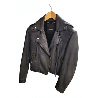 DIESEL ANTHRACITE LEATHER LEATHER JACKET