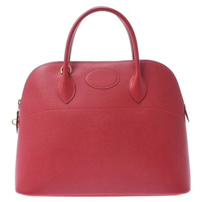 HERMES RED COURCHEVEL LEATHER BOLIDE 35 BAG