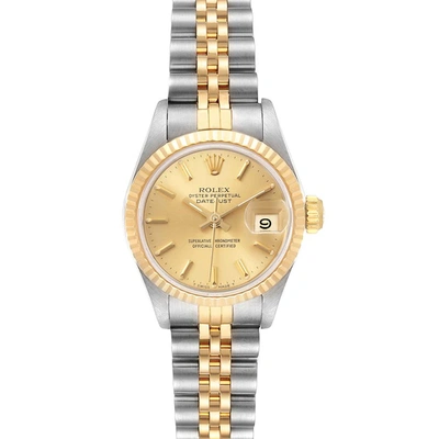 ROLEX CHAMPAGNE 18K YELLOW GOLD AND STAINLESS STEEL DATEJUST 69173 WOMEN'S WRISTWATCH 26 MM