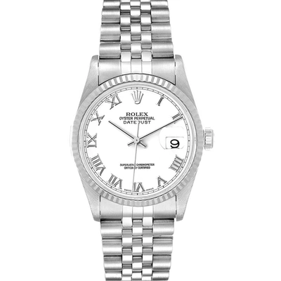 ROLEX WHITE 18K WHITE GOLD AND STAINLESS STEEL DATEJUST 16234 AUTOMATIC MEN'S WRISTWATCH 36 MM