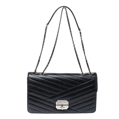 CHANEL BLACK CHEVRON QUILTED LEATHER GABRIELLE FLAP BAG