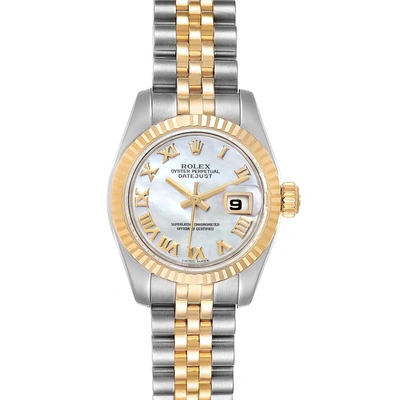 ROLEX MOP 18K YELLOW GOLD AND STAINLESS STEEL DATEJUST 179173 WOMEN'S WRISTWATCH 26 MM