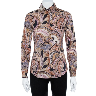 ETRO MULTICOLOR COTTON PRINT FITTED SHIRT S