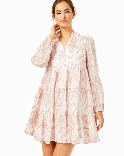 green emerald velvet dress Lilly Pulitzer white and gold lace Largo dress, size 8 main image 1