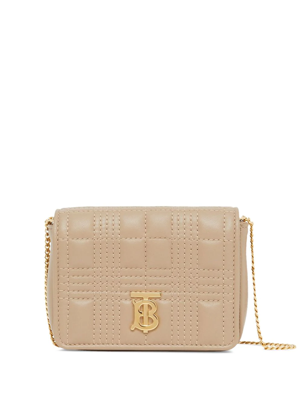 Shop Burberry Micro Quilted Lola Bag In Neutrals