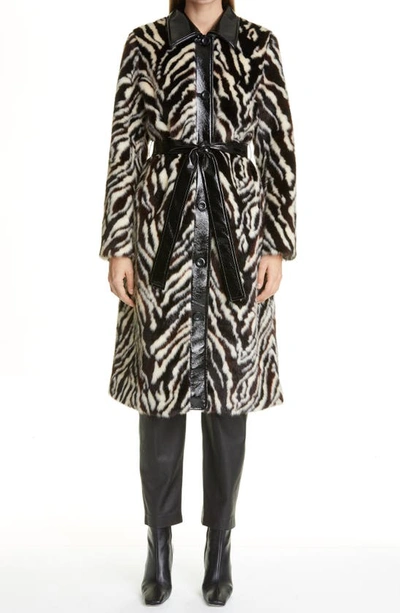 STAND STUDIO AURORA ZEBRA PRINT FAUX FUR COAT