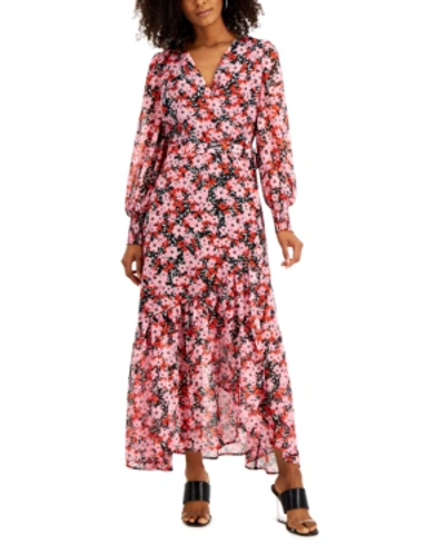 BAR III FLORAL-PRINT WRAP DRESS, CREATED FOR MACY'S
