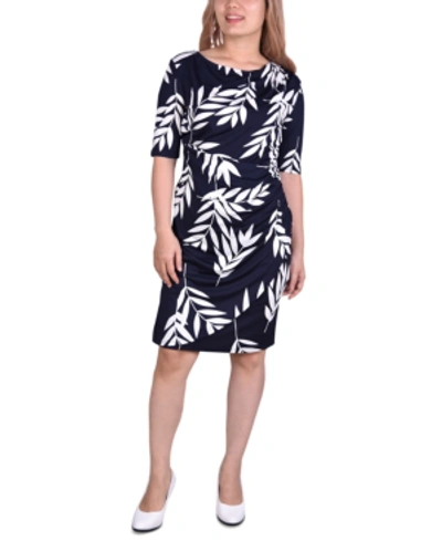 NY COLLECTION PETITE RUCHED FAUX-WRAP DRESS