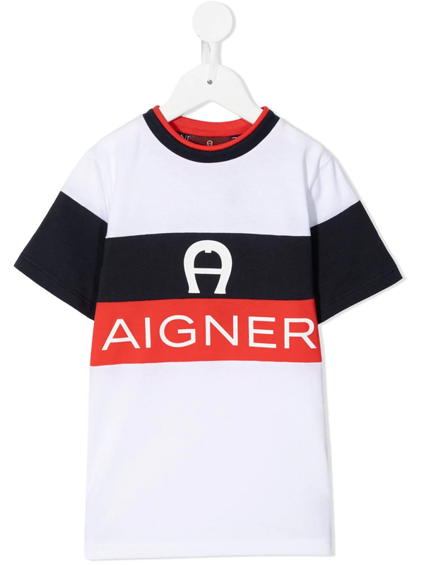 Aigner Logo Stripe T-shirt In White