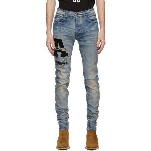 amiri varsity patch jeans black