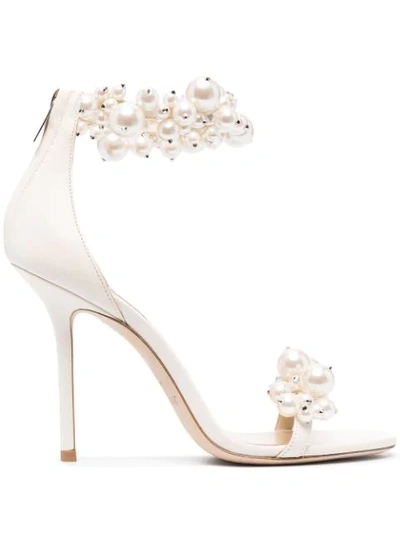 JIMMY CHOO MAISEL 100MM PEARL-EMBELLISHED SANDALS