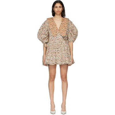 KIKA VARGAS WHITE & TAN VICTORIA SHORT DRESS