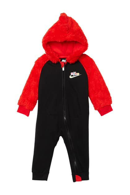 Shop Nike Zigzag Hooded Romper In Black