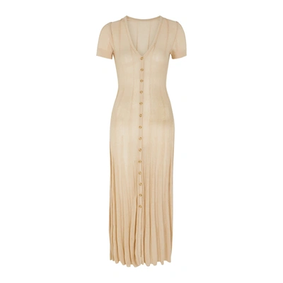 JACQUEMUS LA ROBE CARDIGAN STONE FINE-KNIT MIDI DRESS