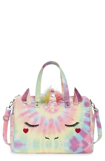 Shop Under One Sky Unicorn Tie Die Faux-fur Trim Duffle Bag In Claire  Unicorn