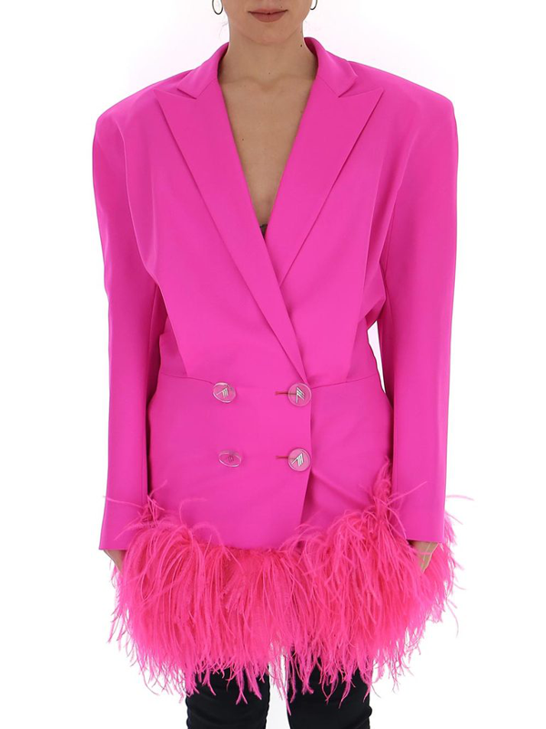 the attico feather trim blazer dress