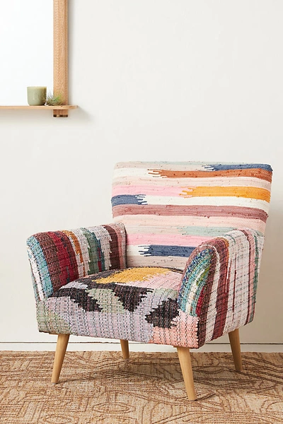 ANTHROPOLOGIE MARIJA WOVEN RAG RUG ACCENT CHAIR