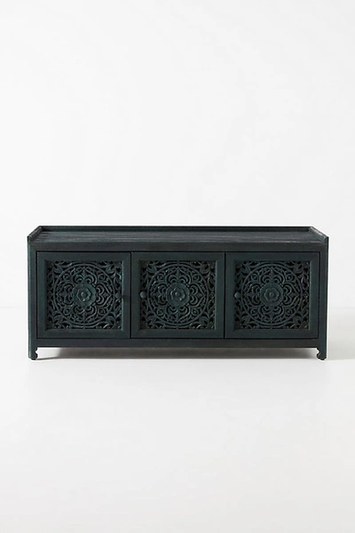 ANTHROPOLOGIE HANDCARVED LOMBOK STORAGE BENCH