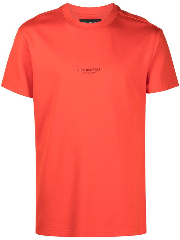 Shop Viktor Rolf Logo Detail T Shirt In Orange